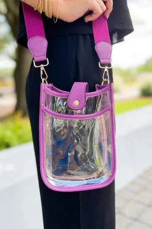 Game Day Cute Clear Crossbody Handbags - Purple, Blue, White, or Tan