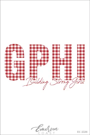 Gamma Phi Beta Red Gingham Building Strong Girls Tee
