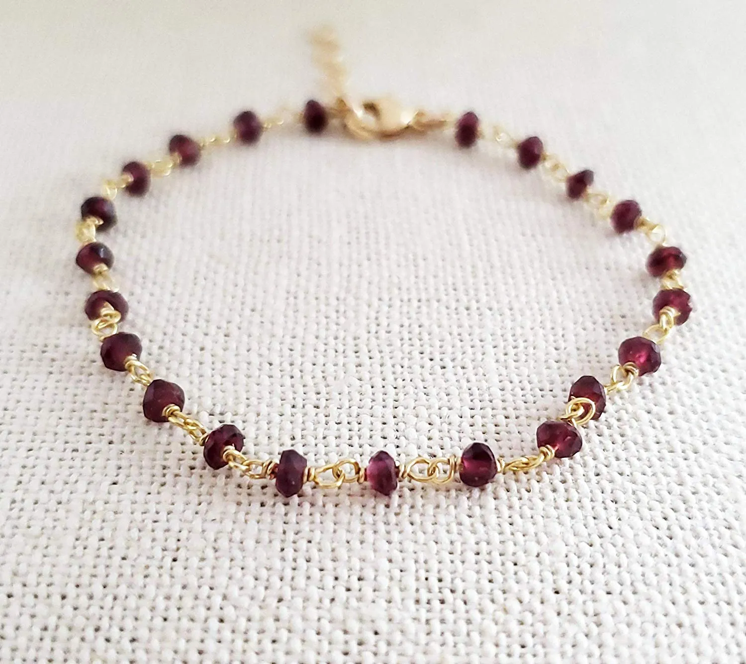Garnet Gemstone 14k Gold Filled Bracelet