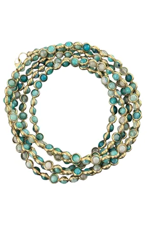 Gemstone Necklace with Gold Plated Rings in Hemimorphite