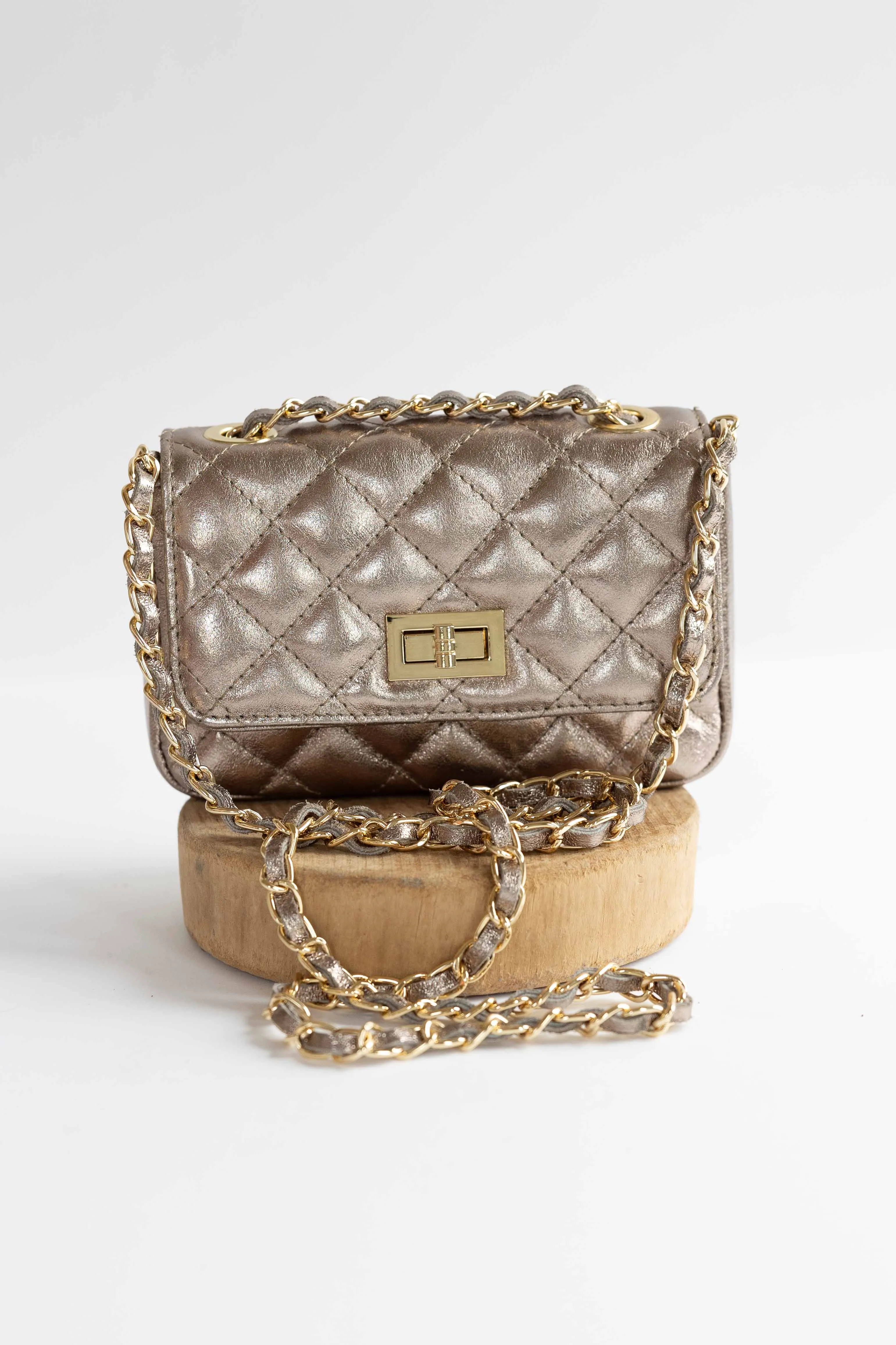 [GERMAN FUENTES] QUILTED LEATHER BAG-GOLD