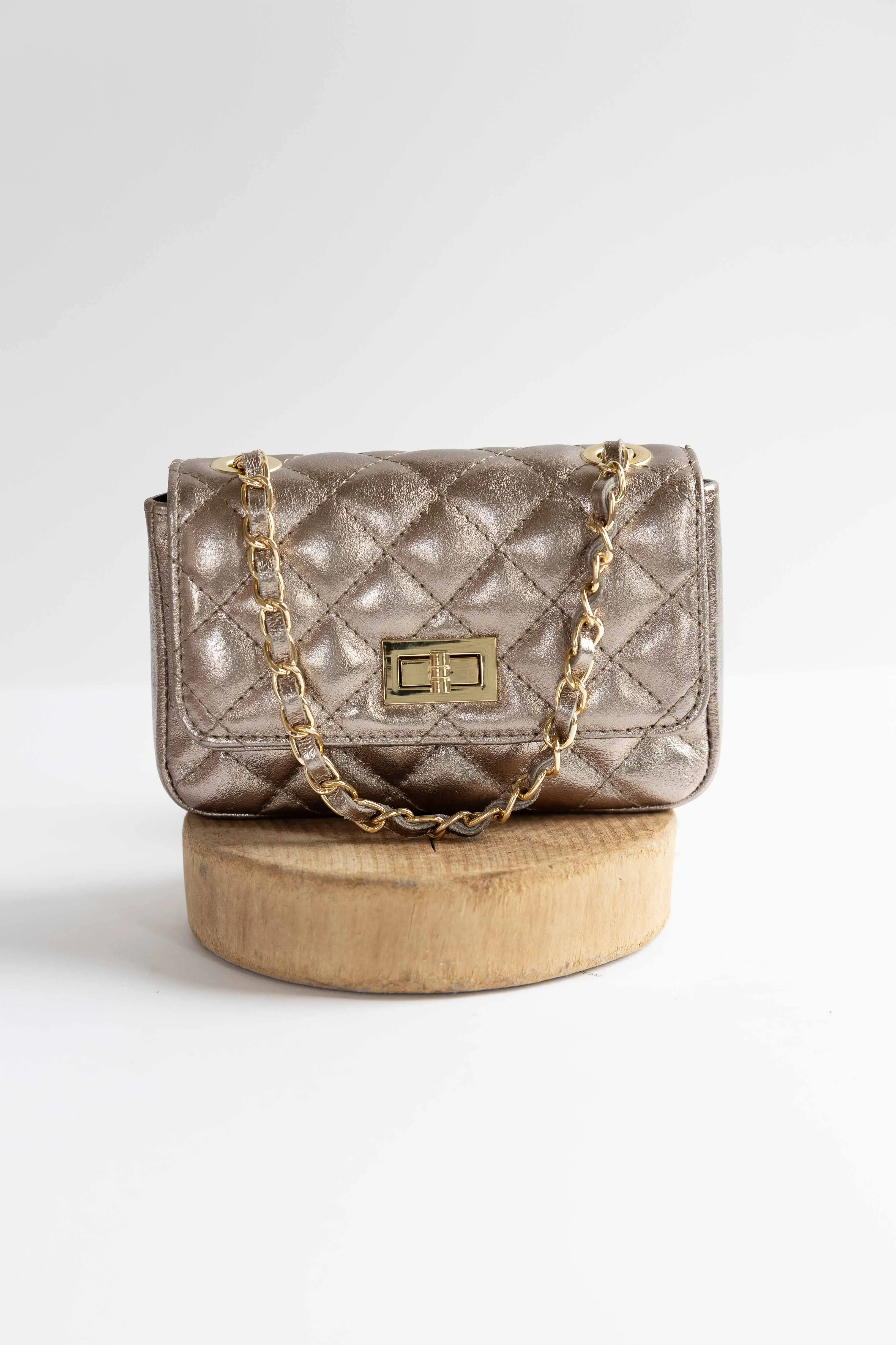 [GERMAN FUENTES] QUILTED LEATHER BAG-GOLD