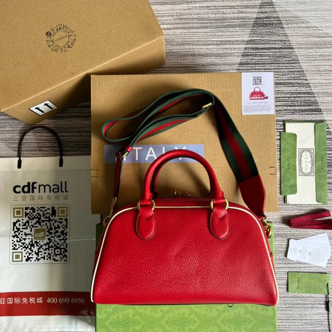 gg x Adidas Mini Duffle Bag Red For Women, Women&#8217;s Bags 12.4in/32cm gg 702397 U3ZCT 6563