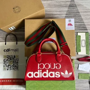 gg x Adidas Mini Duffle Bag Red For Women, Women&#8217;s Bags 12.4in/32cm gg 702397 U3ZCT 6563