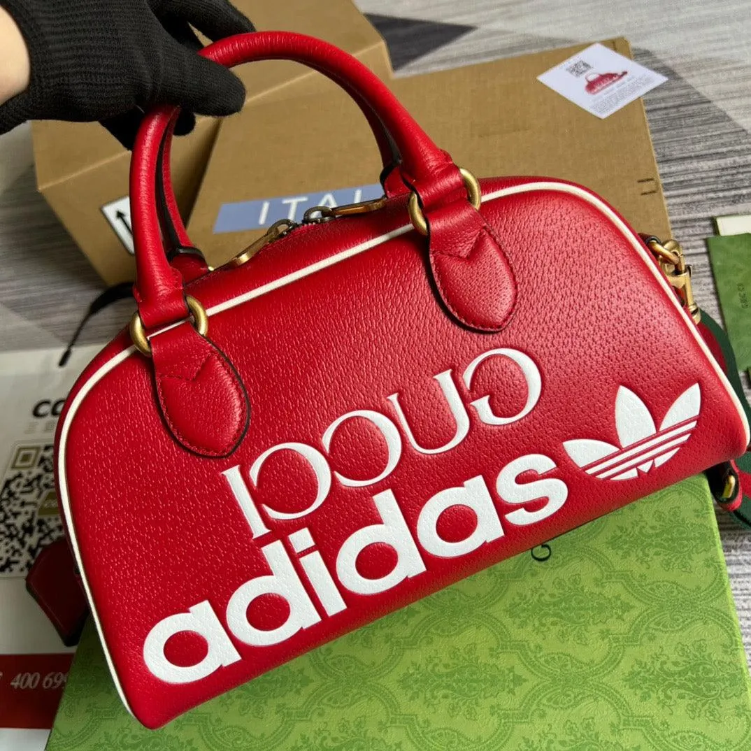 gg x Adidas Mini Duffle Bag Red For Women, Women&#8217;s Bags 12.4in/32cm gg 702397 U3ZCT 6563