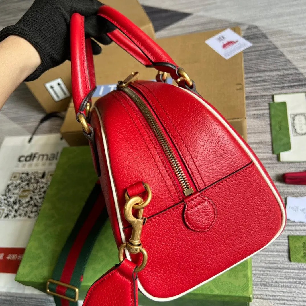 gg x Adidas Mini Duffle Bag Red For Women, Women&#8217;s Bags 12.4in/32cm gg 702397 U3ZCT 6563