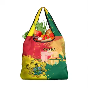 Ghana Republic Day Grocery Bag Black Star Square - Grunge Style LT15