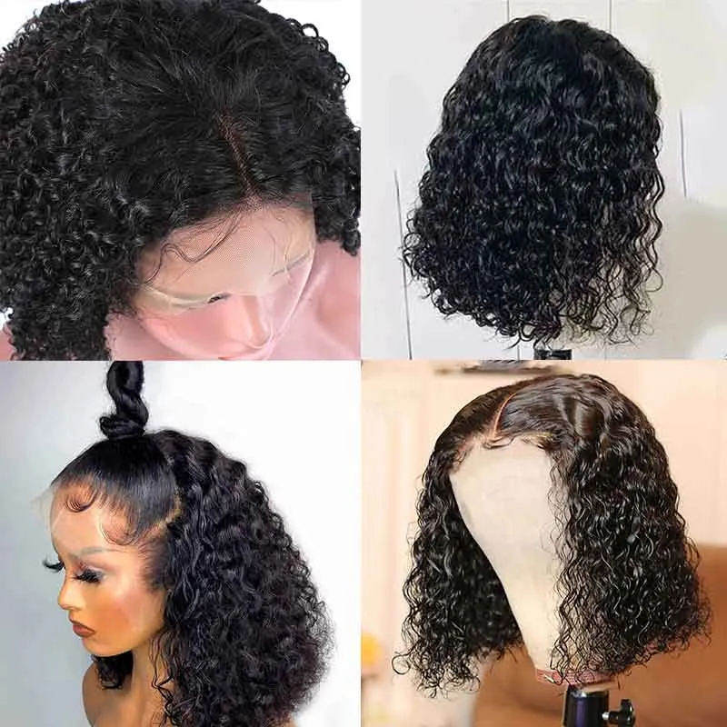 Glueless Deep Wave Bohemian Bob Transparent Lace Closure Wig