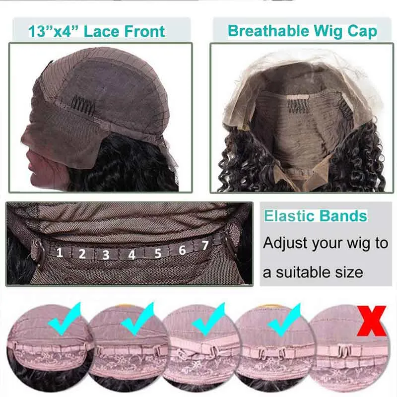 Glueless Deep Wave Bohemian Bob Transparent Lace Closure Wig