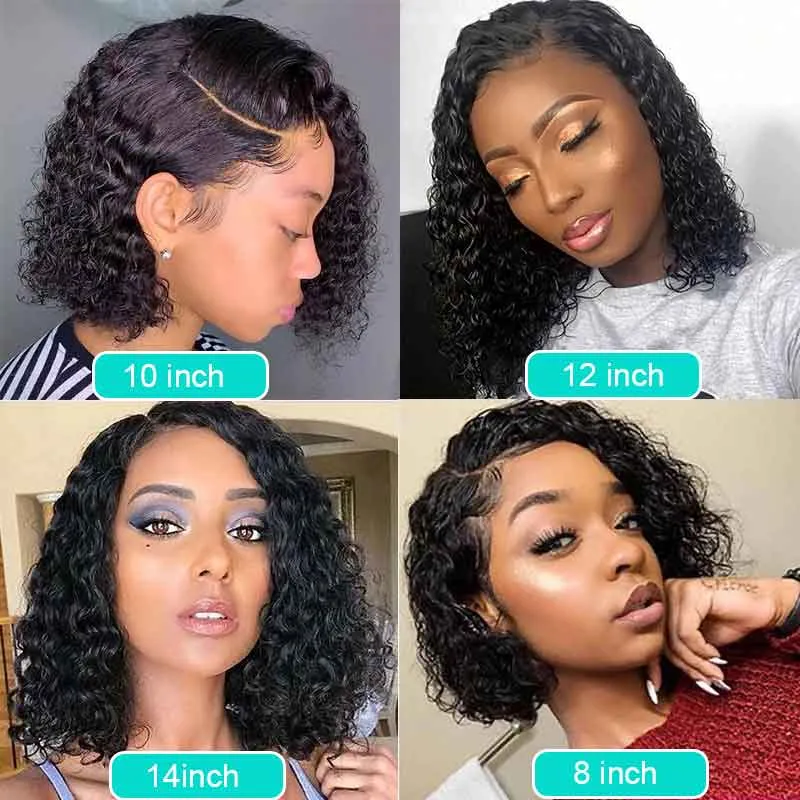 Glueless Deep Wave Bohemian Bob Transparent Lace Closure Wig