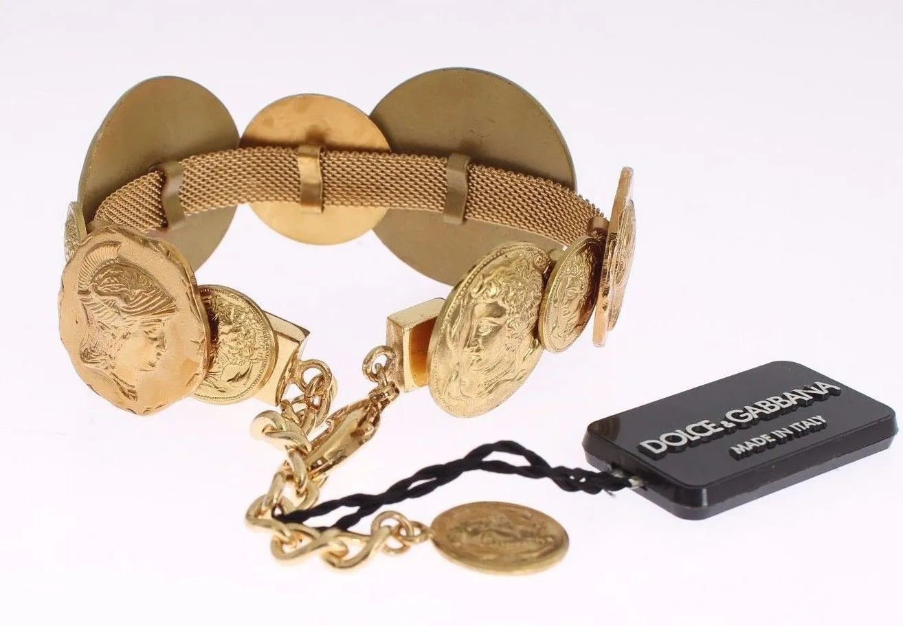 Gold Brass MONETE SICILY Coin Bracelet