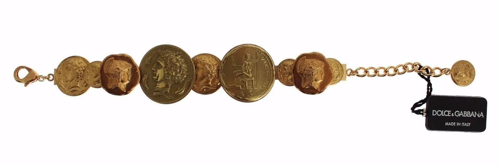 Gold Brass MONETE SICILY Coin Bracelet