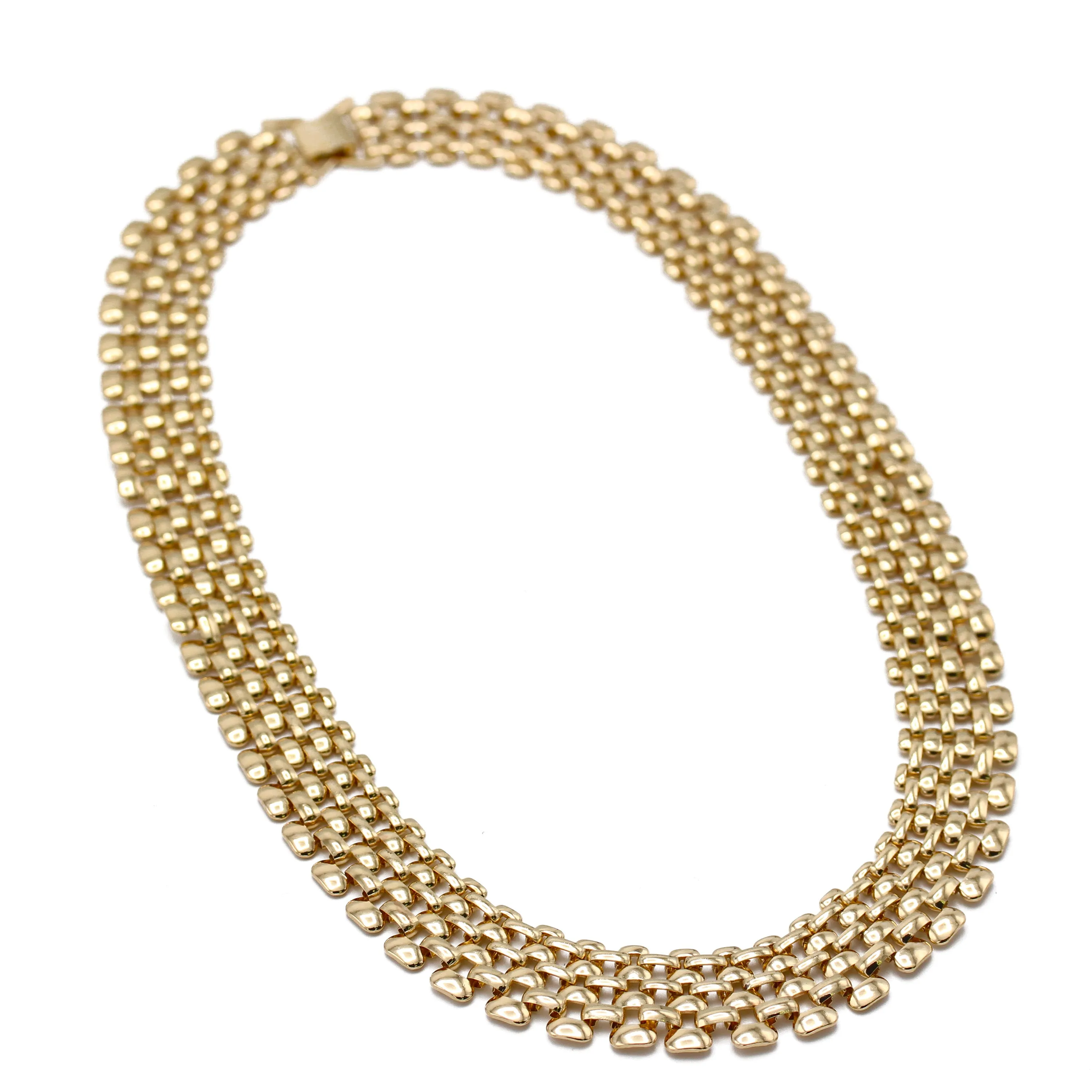 Gold Polished Wide Panther Link Chain Choker Necklace  # NL14120031 (NB15)