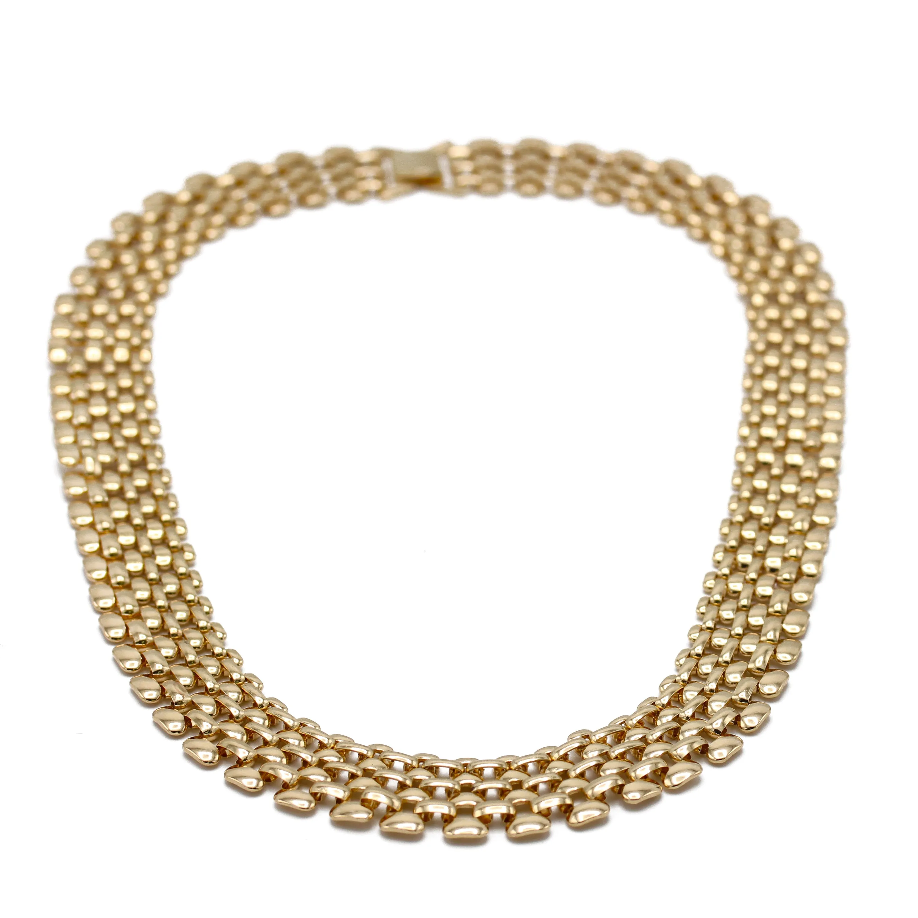Gold Polished Wide Panther Link Chain Choker Necklace  # NL14120031 (NB15)