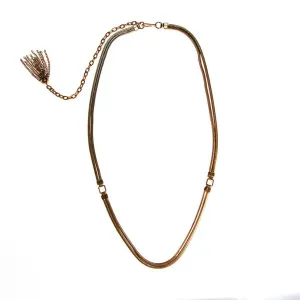 Gold tone Tassel Necklace, Multi-strand