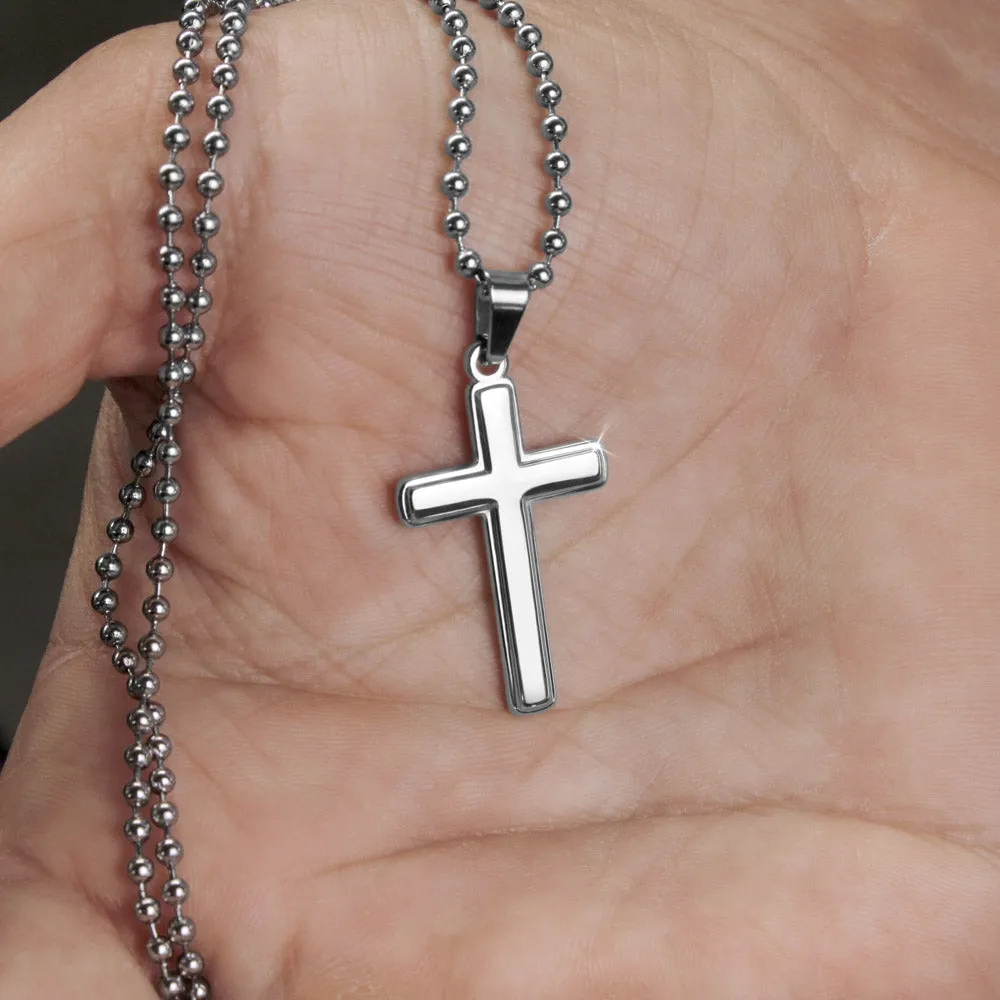 Graduation Gift for Son Love Mom & Dad - Artisan Crafted Cross Necklace - Ball Chain