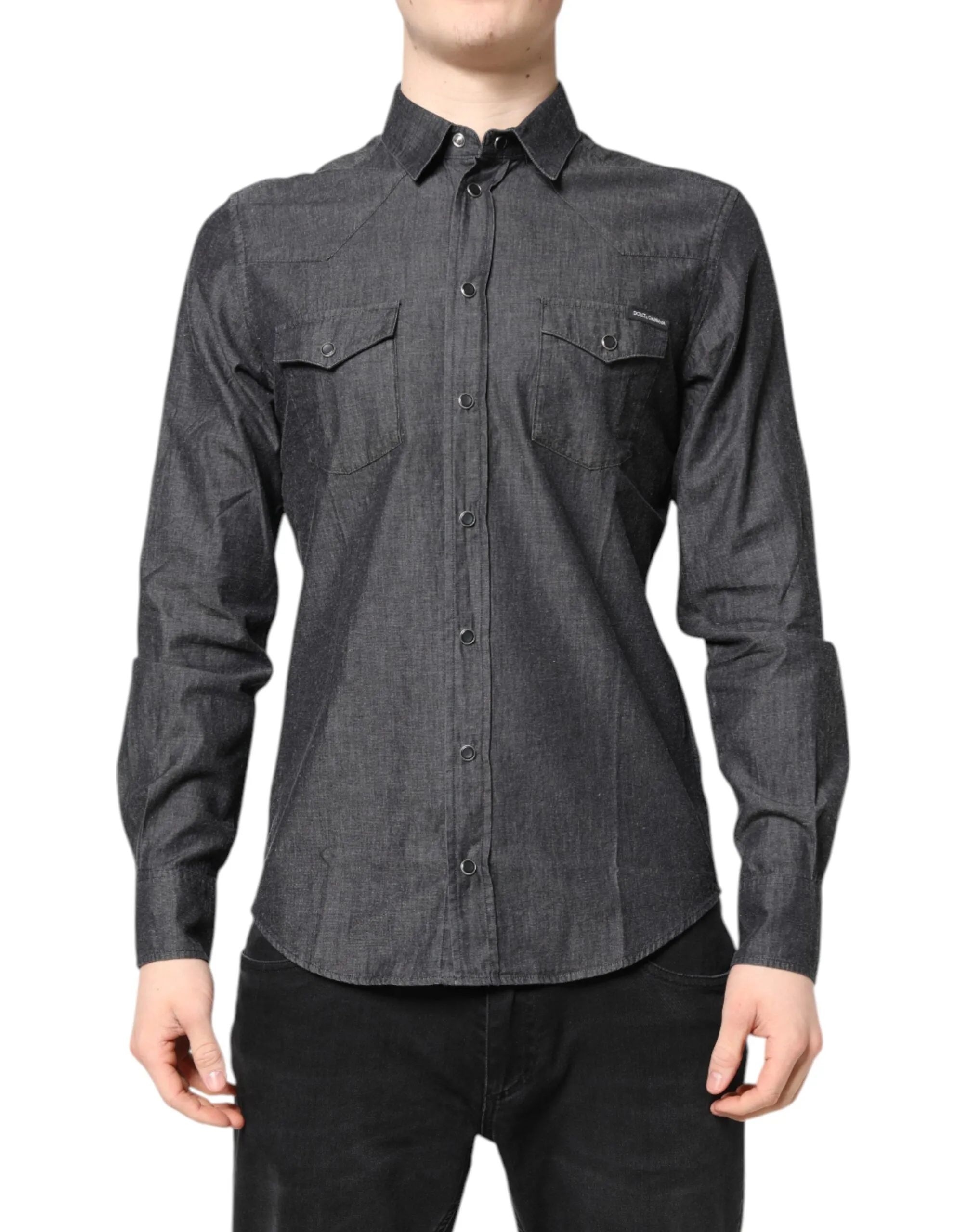 Gray Cotton Long Sleeves Casual Shirt