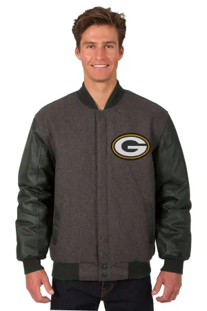 Green Bay Packers Reversible Wool and Leather Jacket