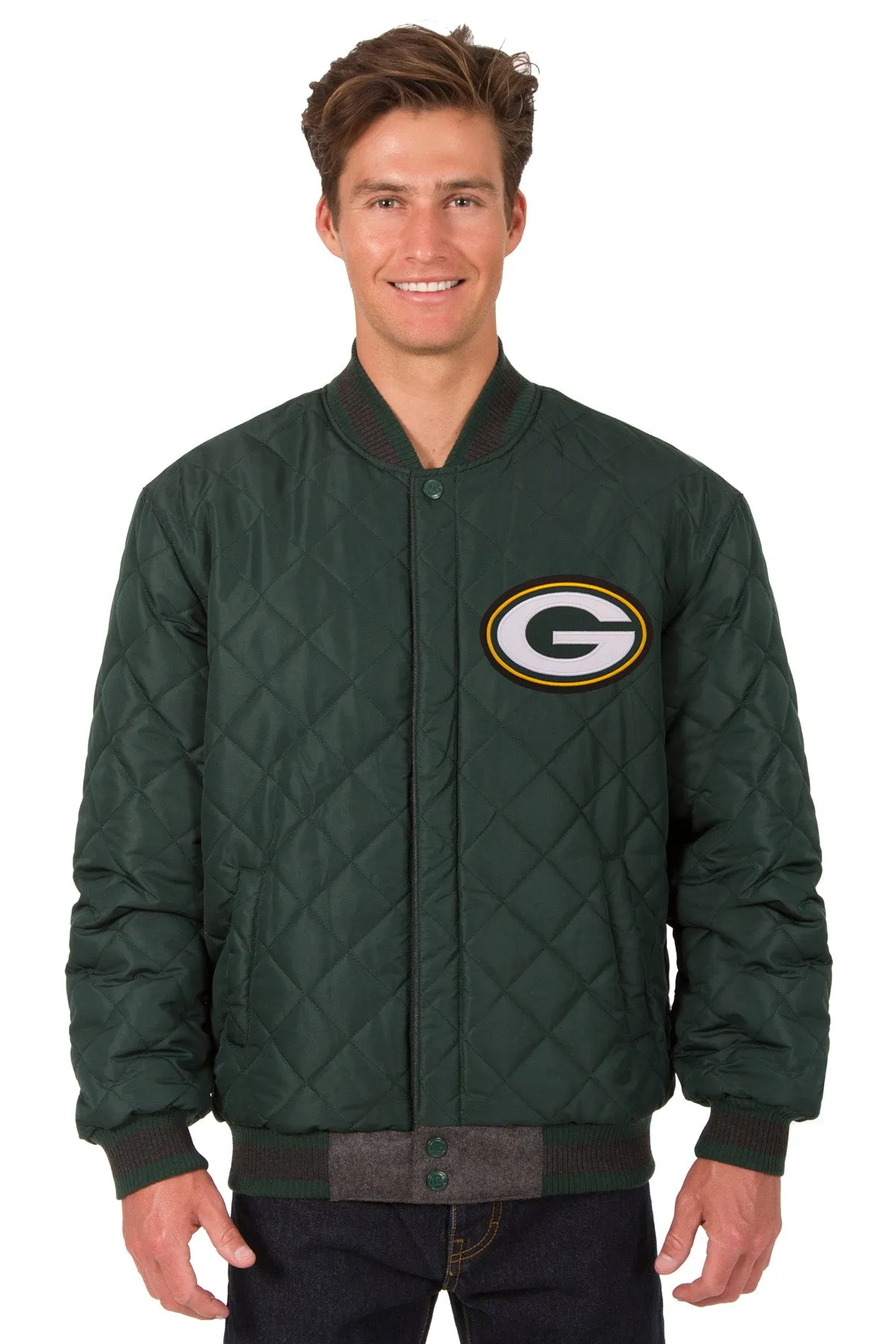 Green Bay Packers Reversible Wool and Leather Jacket