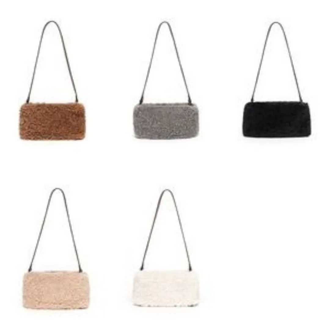 Grey Faux Shearling Handbag
