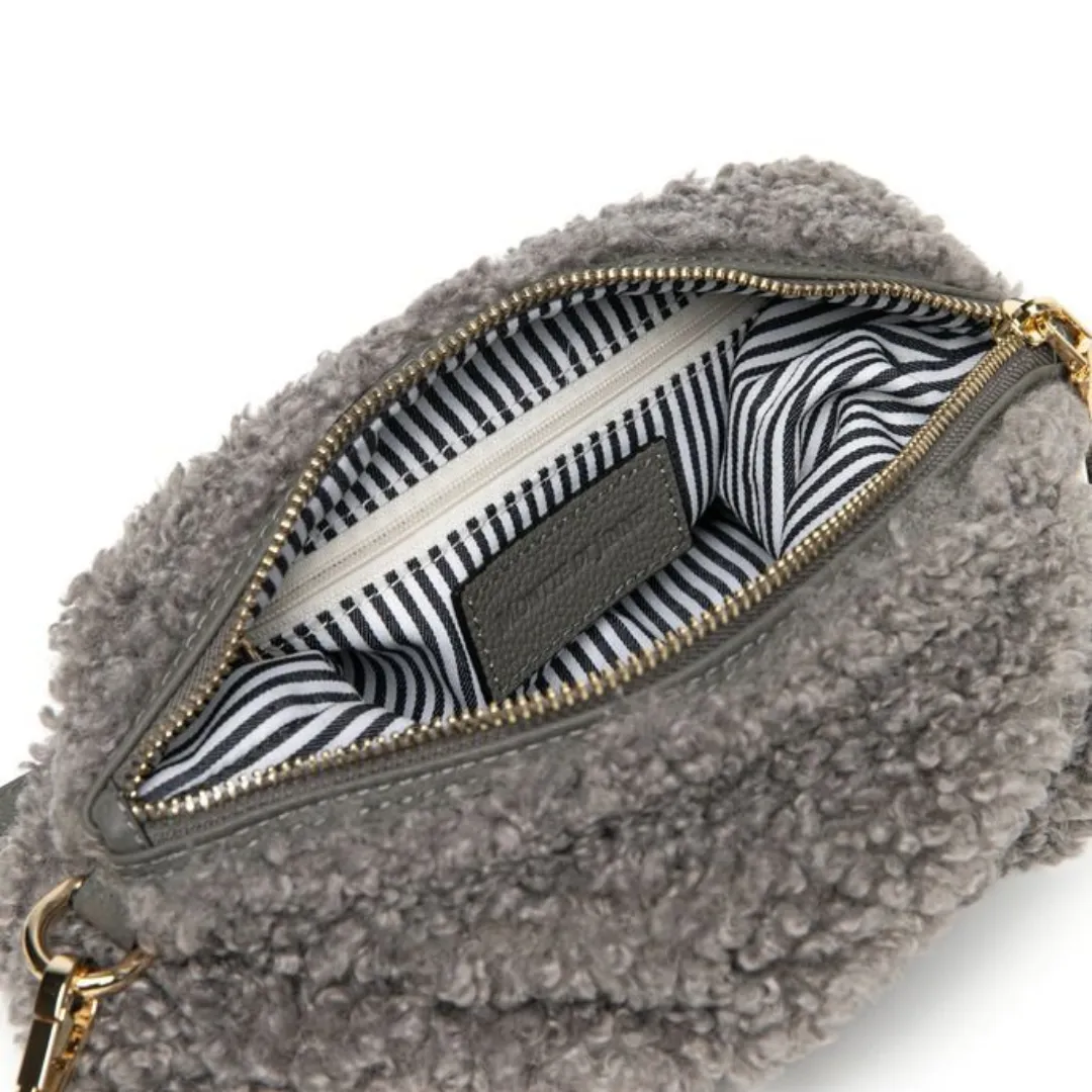Grey Faux Shearling Handbag