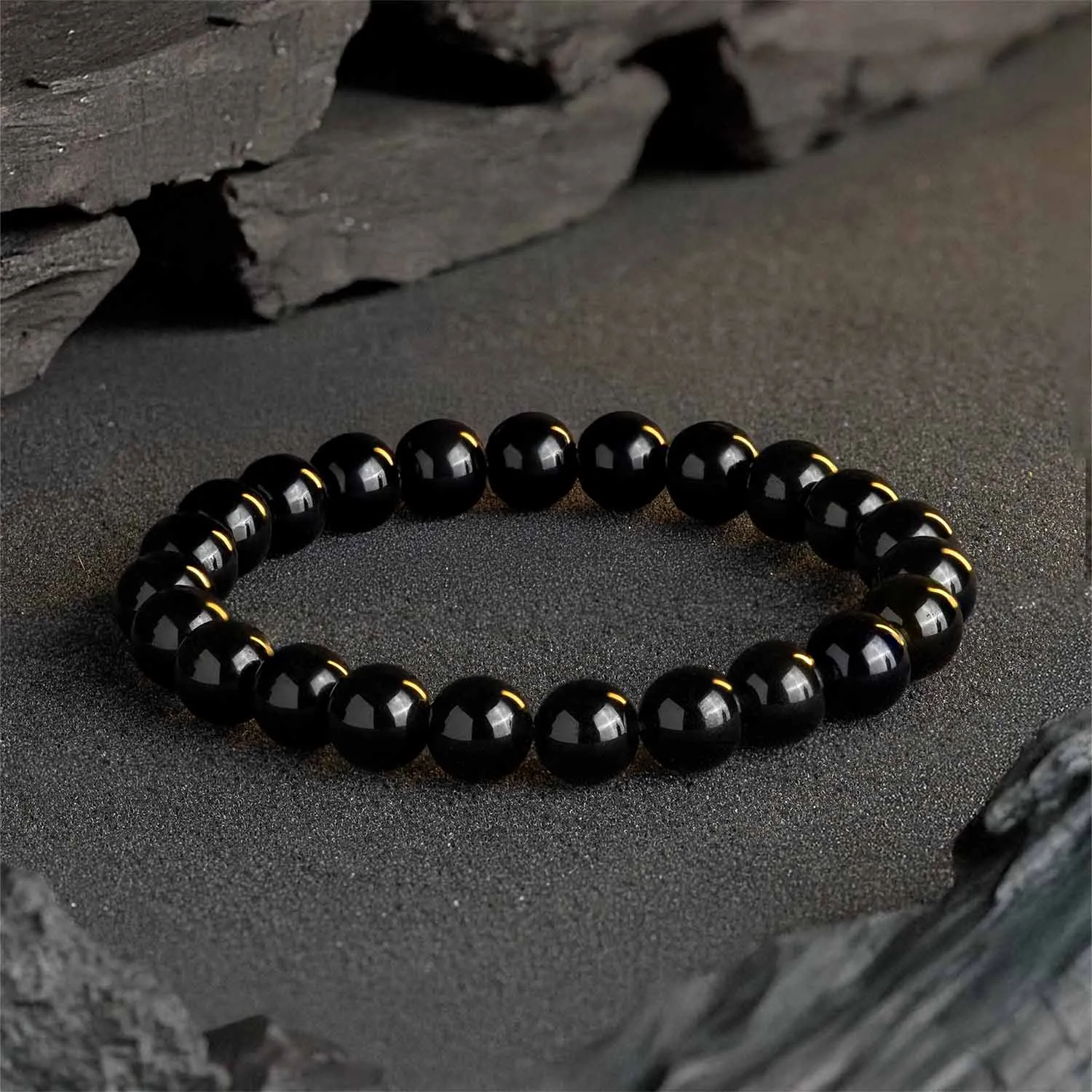 Grounding Black Obsidian Natural Stone Bracelet
