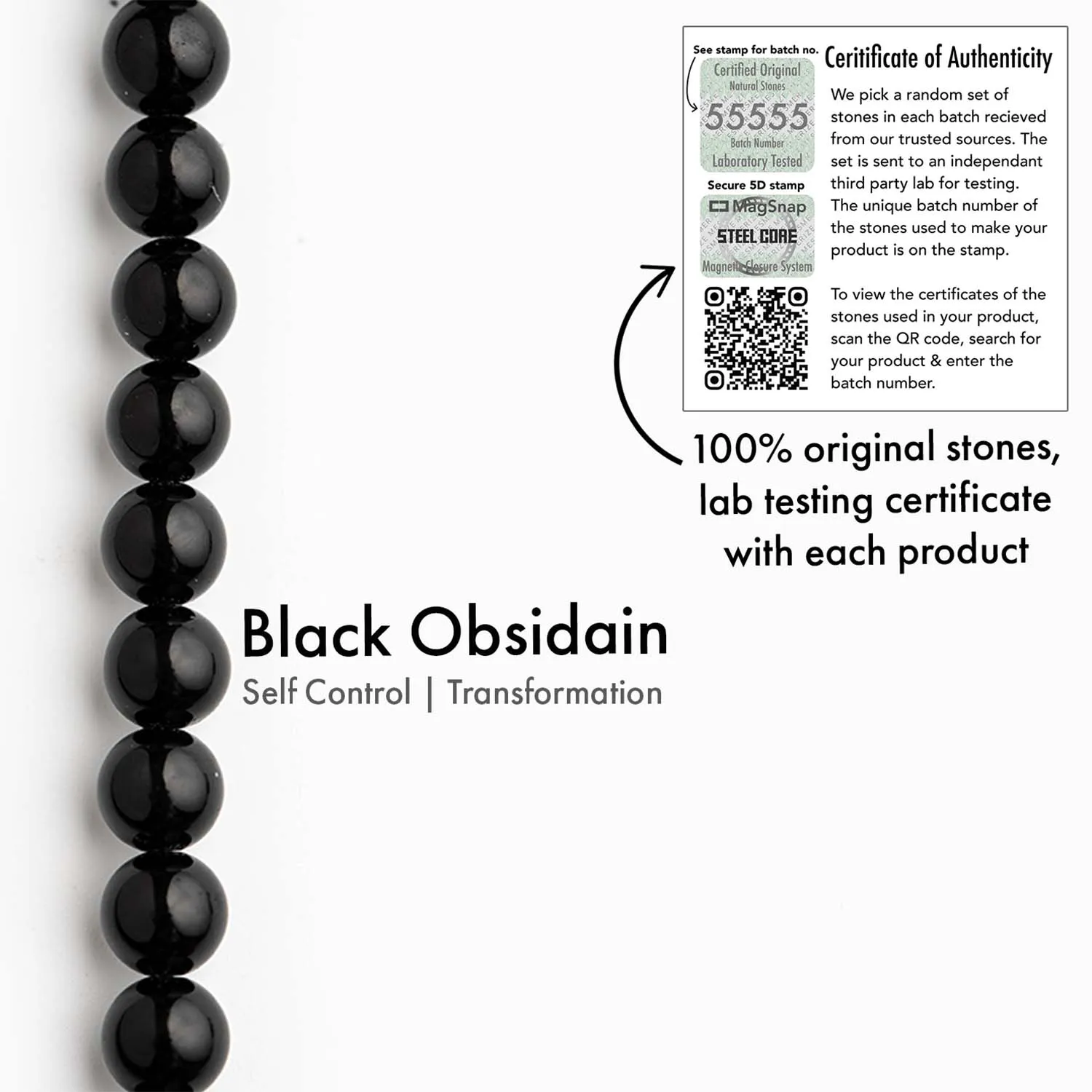 Grounding Black Obsidian Natural Stone Bracelet
