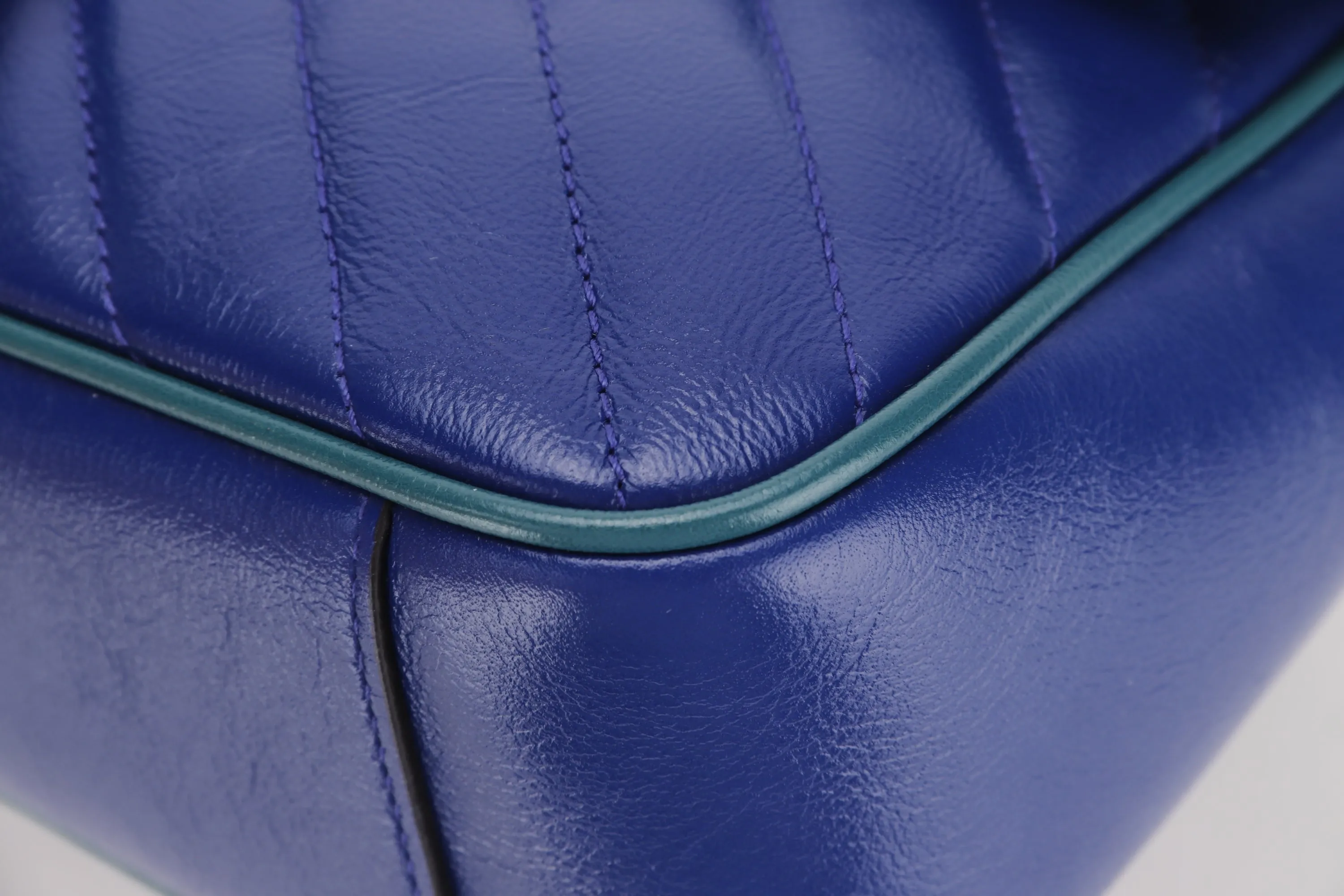 GUCCI 443497 520981 BLUE MARMONT GREEN TRIM GOLD HARDWARE, WITH DUST COVER