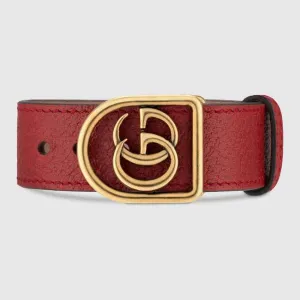 Gucci Leather GG Charm Bracelet in Red