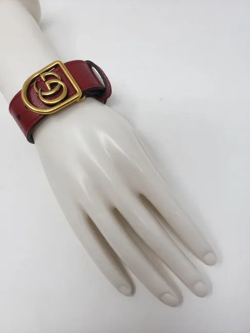 Gucci Leather GG Charm Bracelet in Red