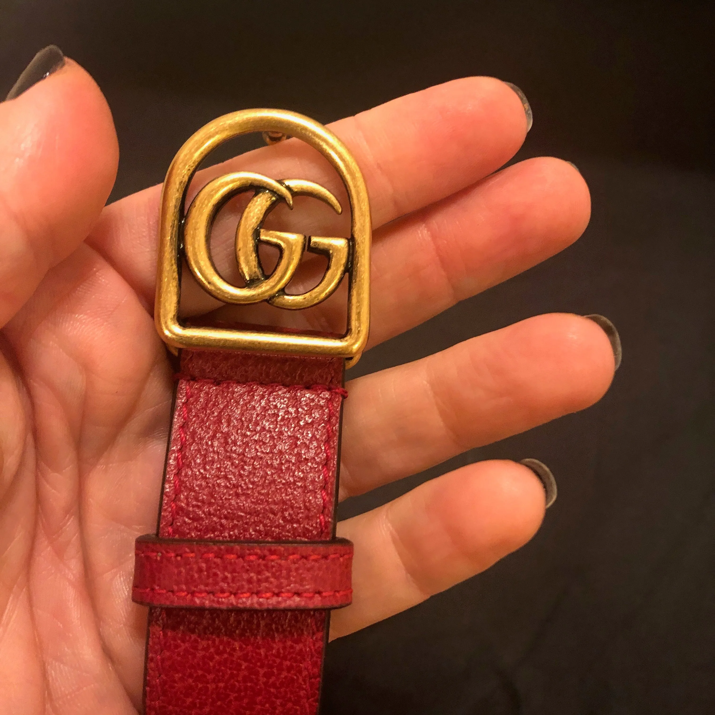 Gucci Leather GG Charm Bracelet in Red