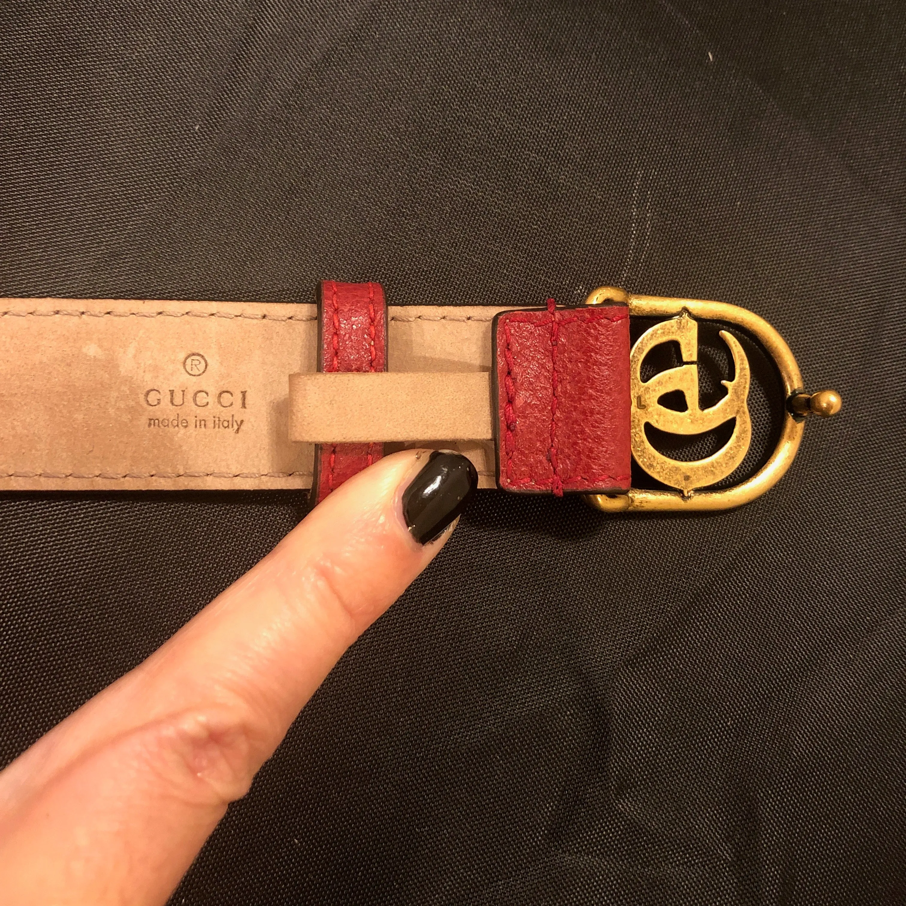 Gucci Leather GG Charm Bracelet in Red