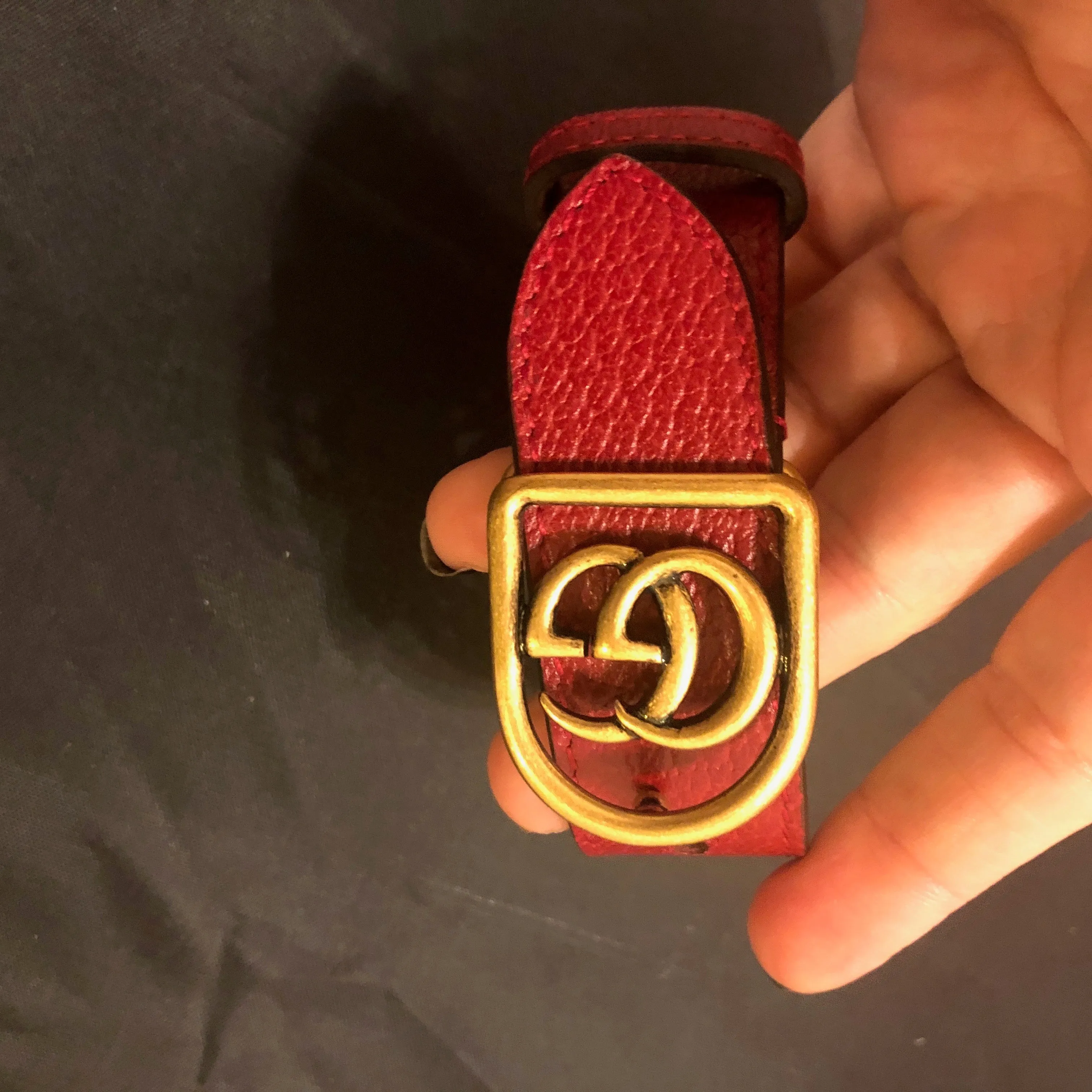 Gucci Leather GG Charm Bracelet in Red