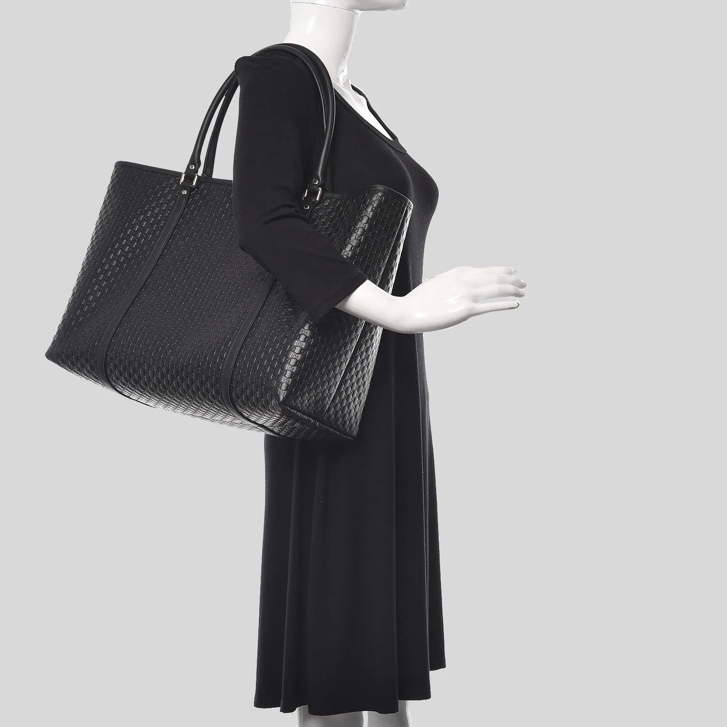 Gucci Micro GG Joy Medium Leather Tote Black RS-449647