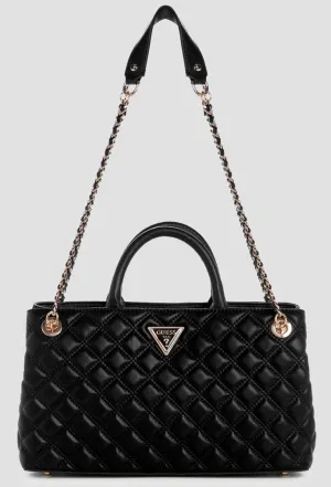 Guess Giully Girfriend Satchel Quilted Bag In Black For Women