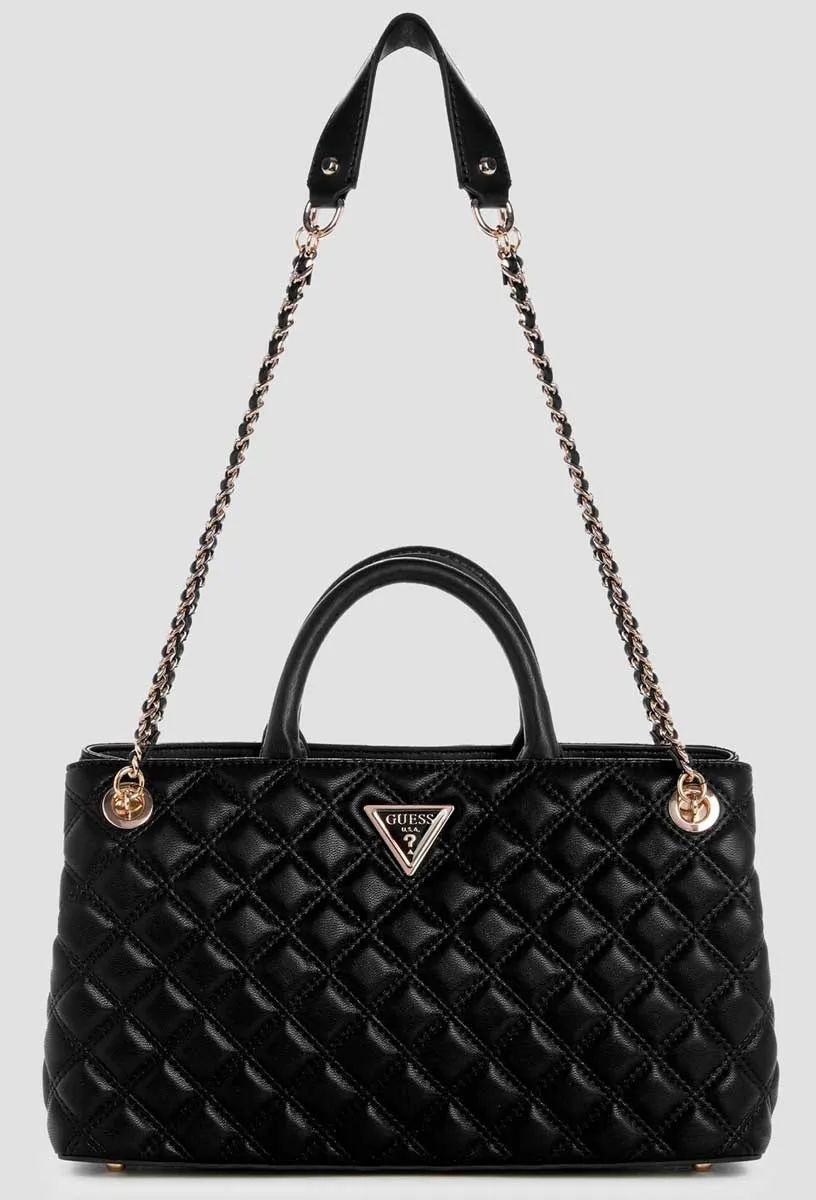 Guess Giully Girfriend Satchel Quilted Bag In Black For Women