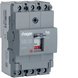 Hager HHA032Z 32A 25kA Triple Pole Fixed Thermal TM MCCB h3 x160