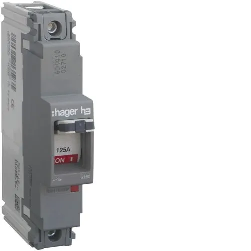Hager HHA123Z 125A 25kA Single Pole Fixed Thermal TM MCCB h3 x160