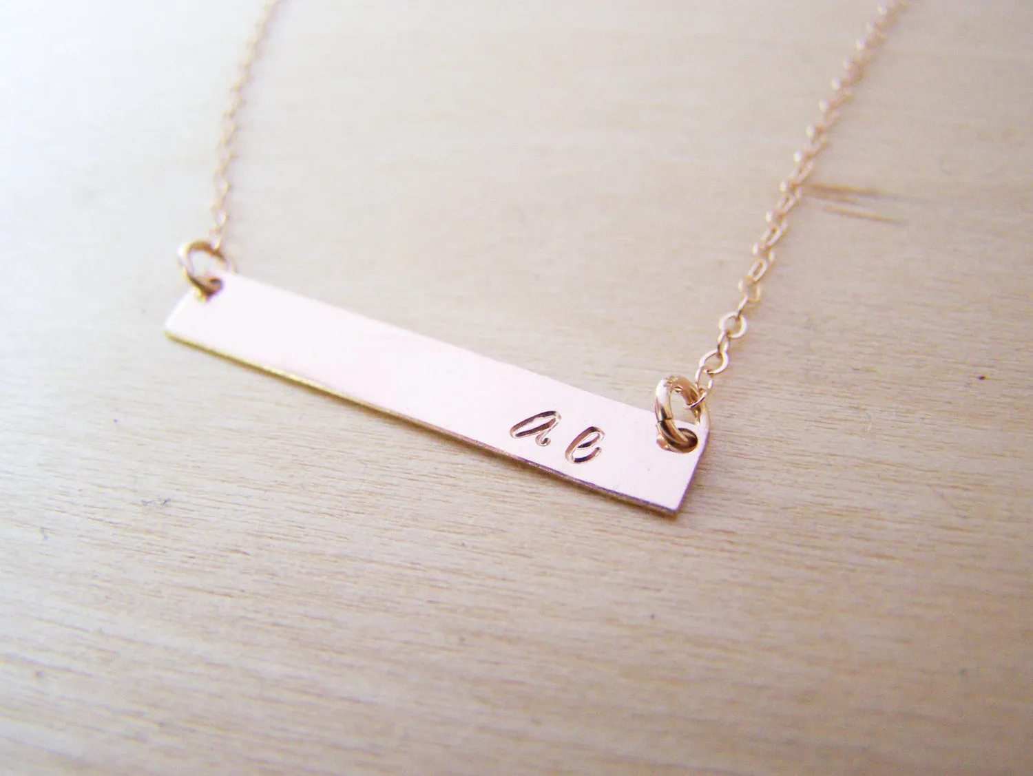 Hand-stamped Initial Bar Minimalist Necklace