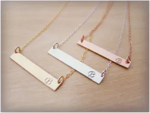 Hand-stamped Initial Bar Minimalist Necklace