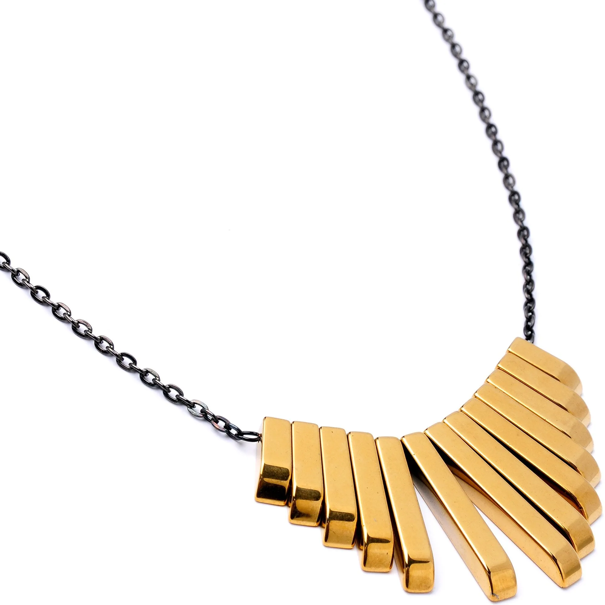 Handcrafted Natural Hematite Gunmetal Plated Chain Necklace