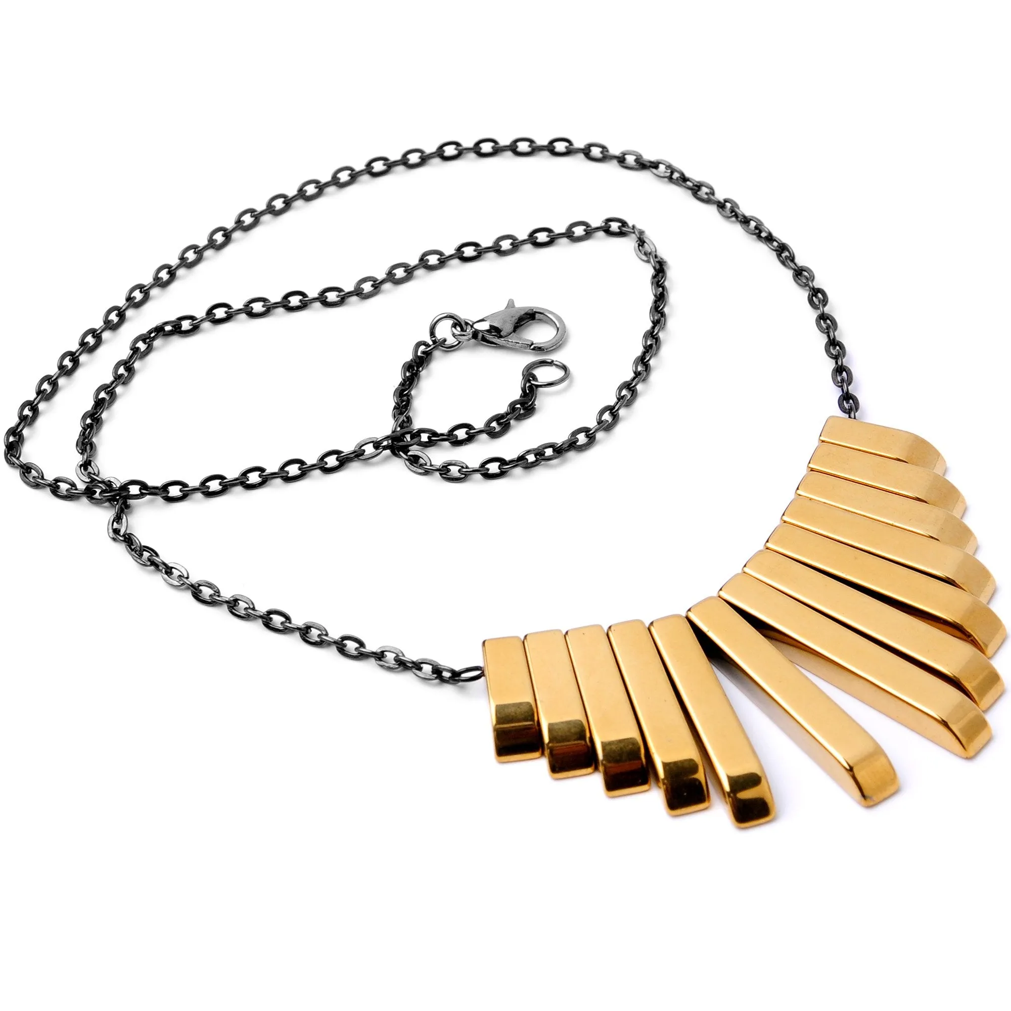 Handcrafted Natural Hematite Gunmetal Plated Chain Necklace