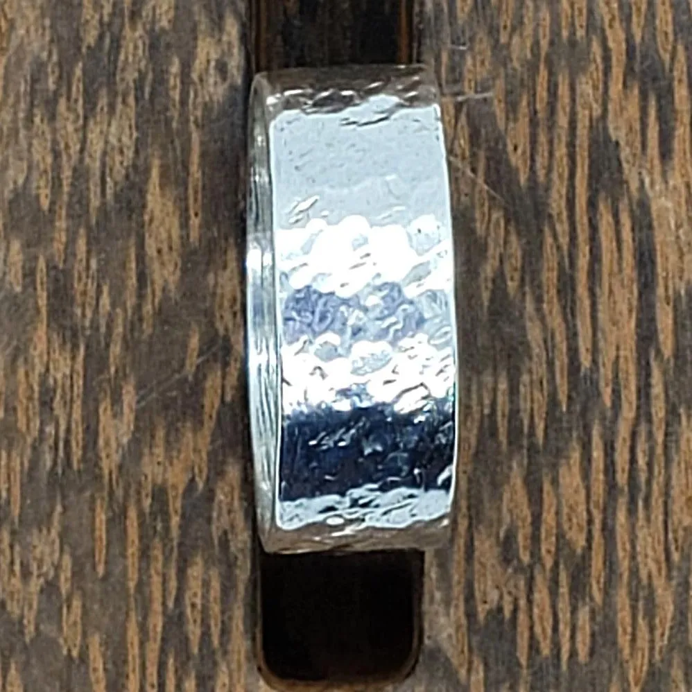 Handmade Sterling Silver .925 Hammered Texture Ring | Wide Band - Versatile