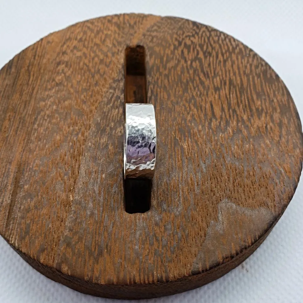 Handmade Sterling Silver .925 Hammered Texture Ring | Wide Band - Versatile