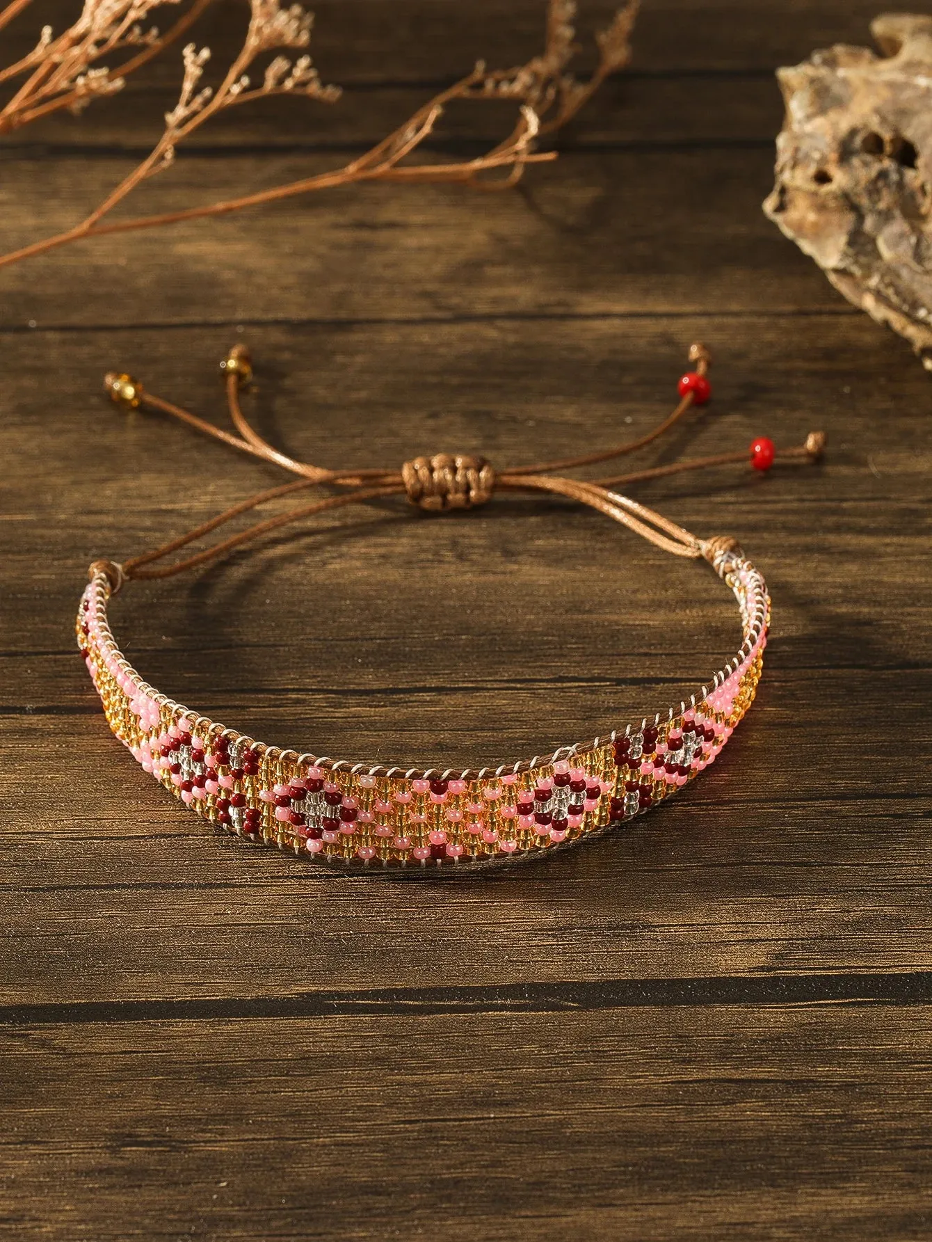 Handmade woven beaded  Bohemian bracelet