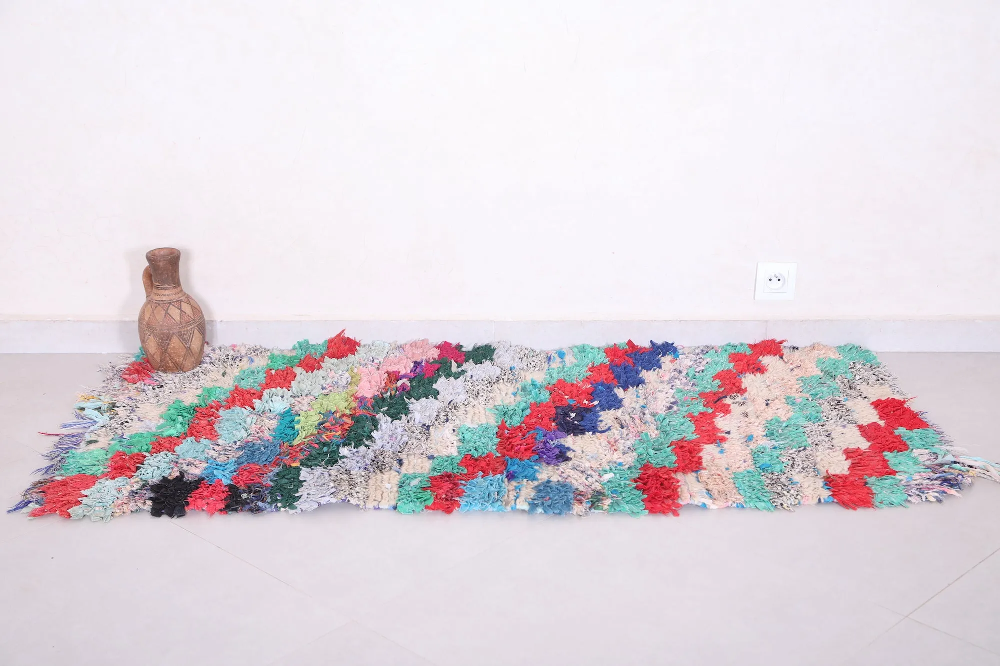 Handwoven Boucherouite Rug – 2.3 x 5.2 ft