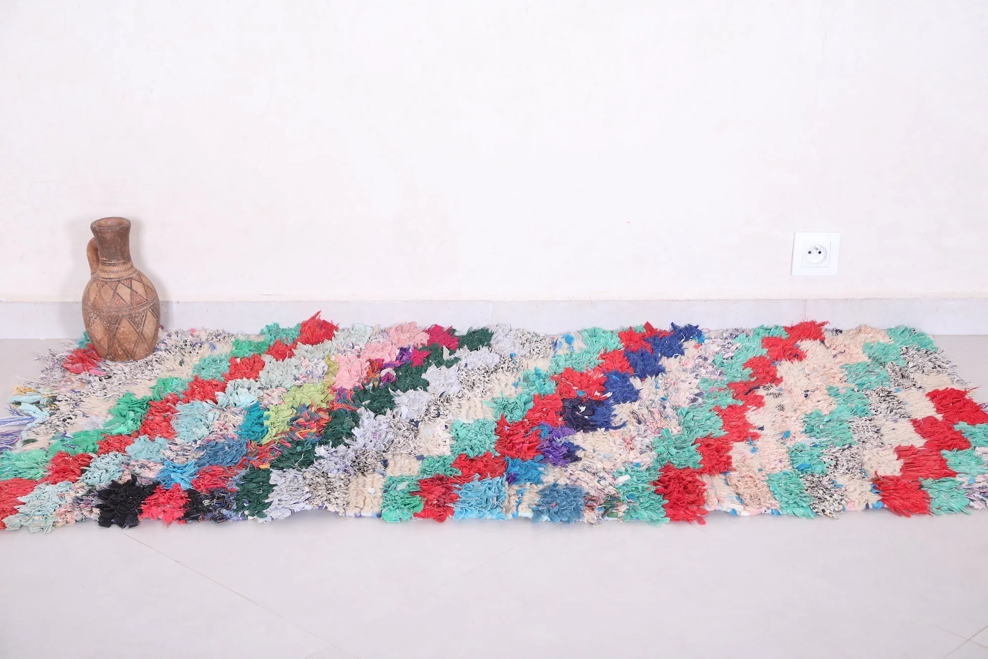 Handwoven Boucherouite Rug – 2.3 x 5.2 ft