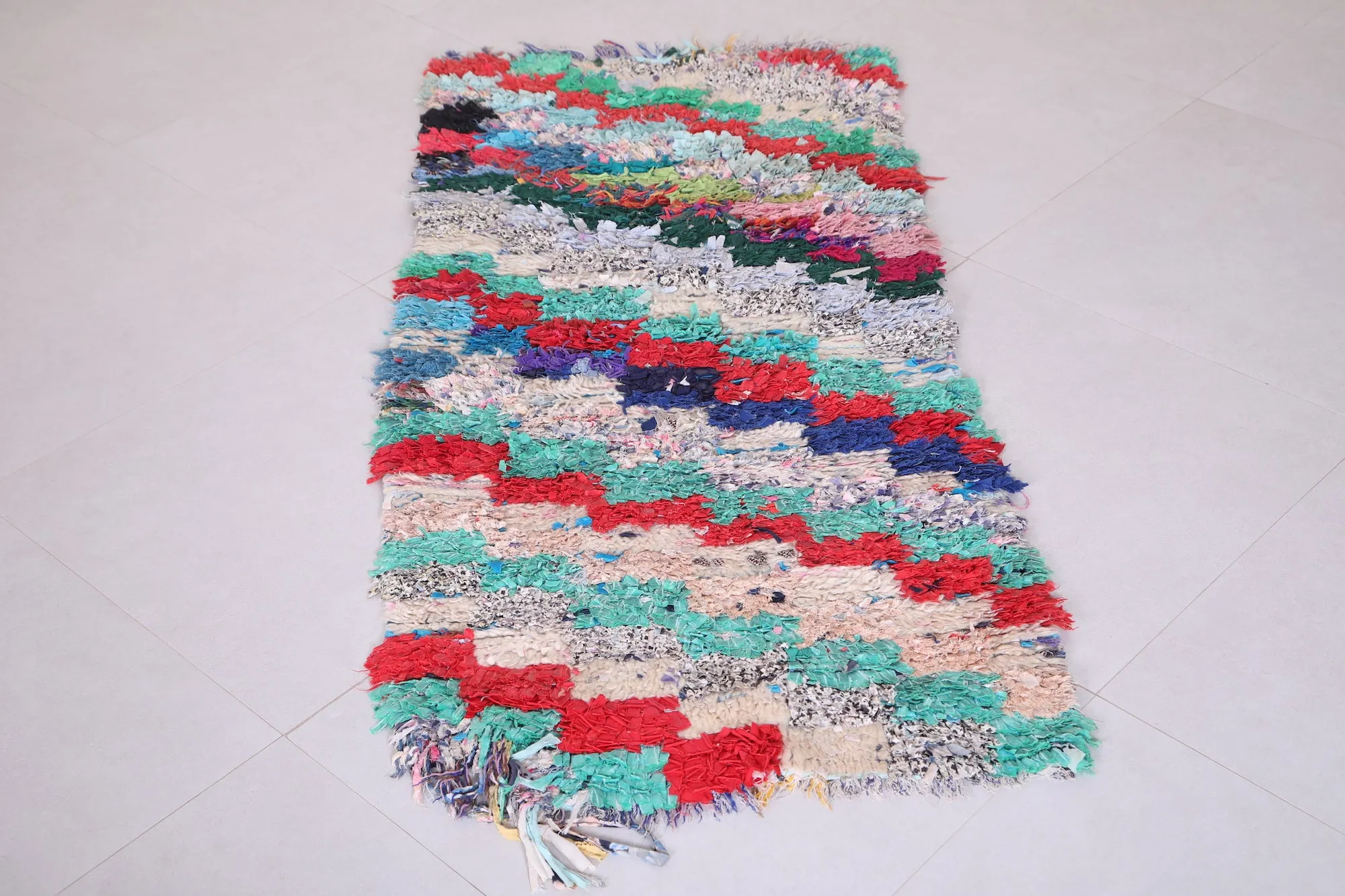 Handwoven Boucherouite Rug – 2.3 x 5.2 ft