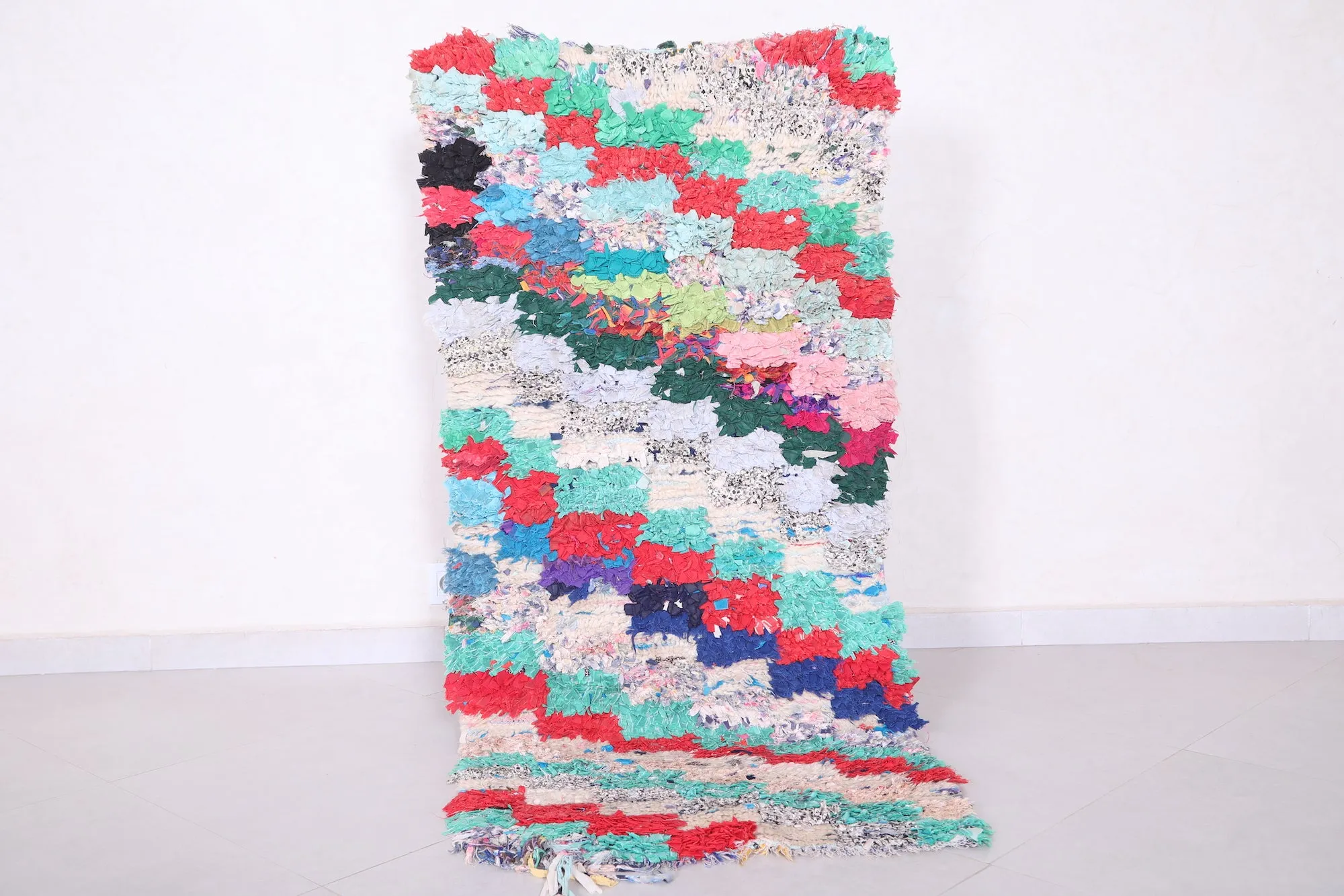 Handwoven Boucherouite Rug – 2.3 x 5.2 ft