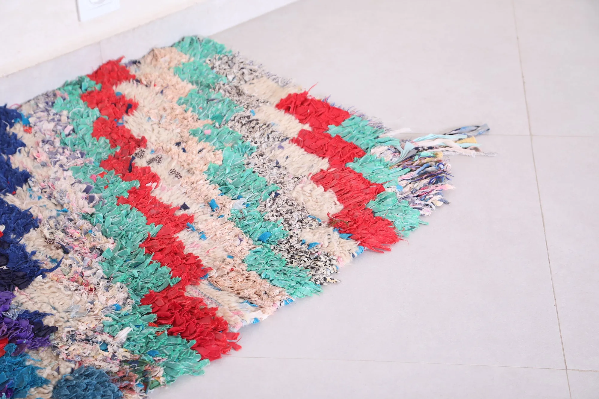 Handwoven Boucherouite Rug – 2.3 x 5.2 ft